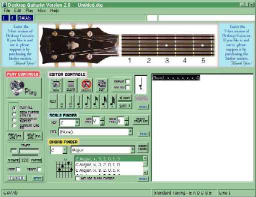 Skärmdump av Desktop Guitarist.